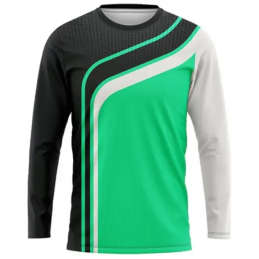 Custom Unisex Crew Neck Sublimated Long Sleeve T-Shirt Black Green